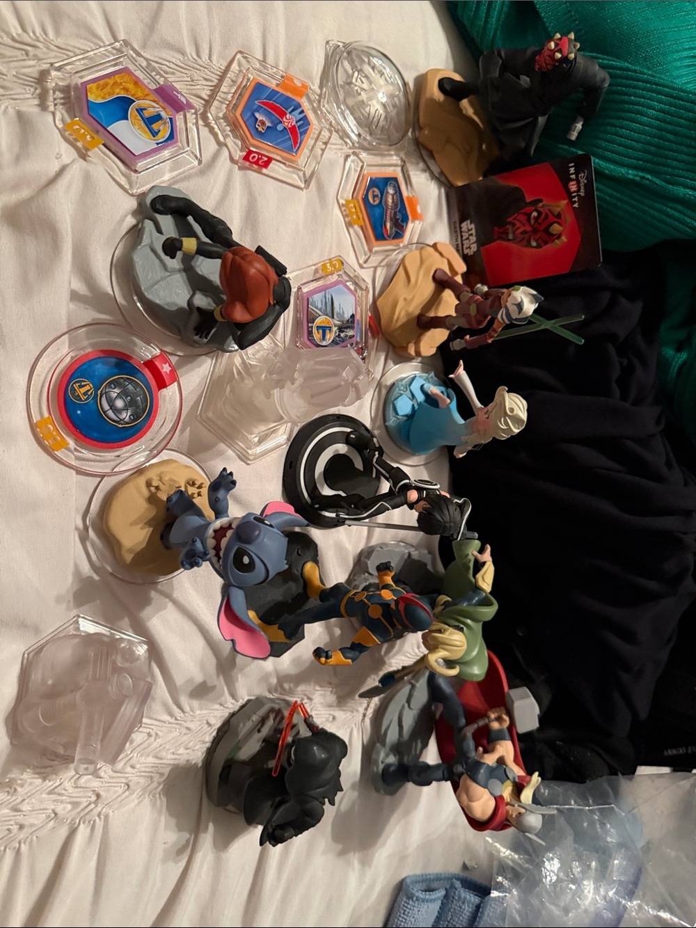 Disney Collectible Figure Lot - Blue, Black, Red, Green, Tan